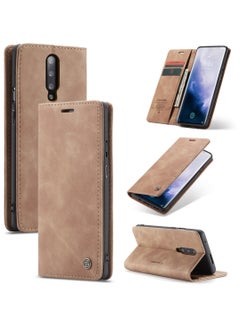 Buy CaseMe Oneplus 7 Pro Case Wallet, for Oneplus 7 Pro Wallet Case Book Folding Flip Folio Case with Magnetic Kickstand Card Slots Protective Cover - Brown in Egypt