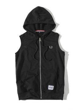 اشتري Sleeveless Hoodie Mens Summer Hooded Vest Casual Korean Fashion Thin CardiganBlack Black في السعودية