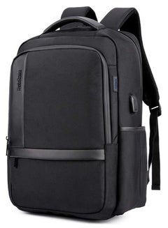 اشتري Classic Travel Laptop Backpack, School Bag with USB Charging Port and Laptop Compartment for Men,Black في الامارات