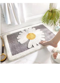 اشتري 1-Piece Non-slip Chrysanthemum Pattern Flocking Material Bathroom Bedroom Floor Rug Mat 60 x 40 Centimeter في الامارات