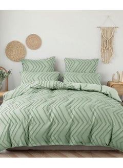 اشتري COMFY 6 PC WAVE COTTON SATIN LUXURY COLLECTION ALL SEASON COMFORTER SET 220 X 240 CM GREEN في الامارات