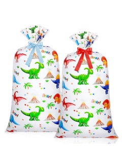 Buy 2 Pcs 70"X 40" Dinosaur Large Jumbo Gift Bag For Giant Gifts Extra Big Plastic Present Bag For Huge Gifts Wrapping Bags With Gift Ribbons For Birthday Baby Shower Dinosaur Theme Party in UAE