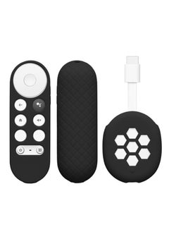 اشتري Silicone Remote Cover Set Compatible with Google Chromecast 2020 4K, Anti-Slip Shockproof TV Set Top Box Sleeve Cover (Black) في الامارات