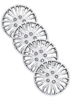 Buy Pack of 4 EM-3141 Taiwan Wheel Cover | 14" Inch | Silver Universal Nested Style in UAE