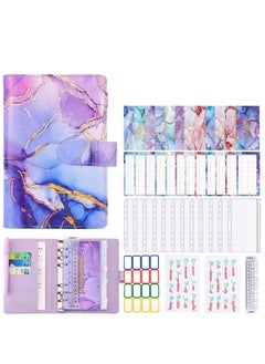 Buy Budget Binder with Zipper Envelopes, Cash Envelopes for Budgeting, A6 PU Leather Budget Binder Planner with 12 Pcs Clear Zipper Envelopes, 12 Pcs Budget Sheets for Budgeting, Saving Money(Purple) in UAE