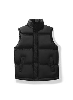 اشتري Winter Versatile Mens Cotton Vest Collar Sleeveless Coat Black في الامارات