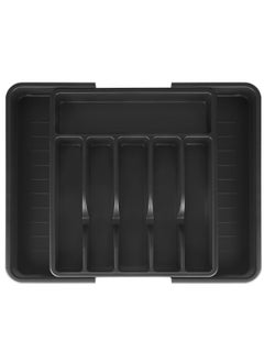 Buy Expandable Cutlery Drawer Organizer, Plastic Silverware Tray for Kitchen, Adjustable Flatware with 8 Compartments, Non-Slip Utensil for Knives Spoons Forks, Fits Most Drawers, Black in UAE