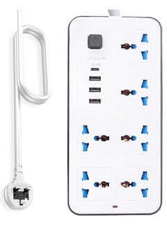 Buy Tycom Power Strip Surge Protector with USB- Extension Cord Flat Plug with Widely 6 AC Outlet and 3 USB + 1 Type C, Small Desktop Station with 6 ft Power Cord, Compact Socket in UAE