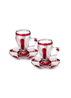 Buy Japanese Palmyra Tea Cups Set, Red in Saudi Arabia