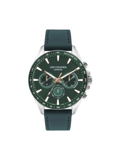 Buy Lee Cooper Men's VX9JE1 Movement Watch, Multi Function Display and Leather Strap - LC07598.377, Green in UAE