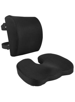 Buy Seat Cushion Lumbar Support Pillow Set Memory Foam in Saudi Arabia