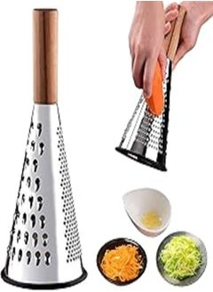 اشتري Cheese Vegetable Grater Wooden Handle Multi-Function Stainless Steel Grater, Plastic Free, Perfect For Kitchen, Carrot And Potato Grater في مصر