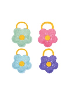 Buy Cute Flower Hand Towels with Hanging Loop, 4 Pcs Soft Absorbent Coral Fleece Hand Towels, Bathroom Kitchen Quick Dry Hanging Hand Towels for Kids, Adults in Saudi Arabia