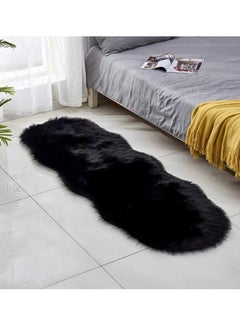 Buy Mat Soft Faux Sheepskin Fur Area Rug Thick Faux Fur Chair Couch Cover Carpet Throw Rug for Bedroom Floor Sofa Living Room,Black,1.97x 2.95 Inches in UAE