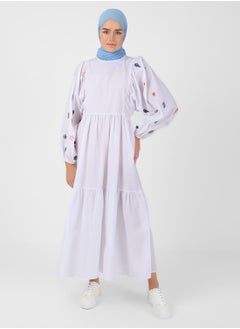 Buy Embroidered Balloon Sleeve Dress in UAE