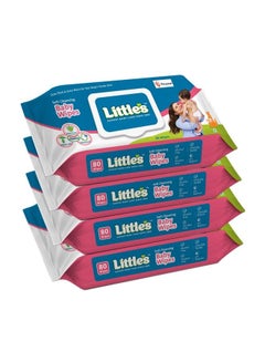 Buy Soft Cleansing Baby Wipes Lid 80 Wipes (Pack Of 4) in UAE