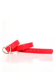 اشتري Sweet And Elegant Love Pearl Pin Button Ladies Belt 105cm Red في الامارات