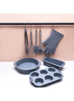 Buy 8-Piece Home Baking Cake Silicone Mold Baking Pan Tool Set in UAE