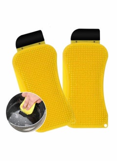 Buy 3-in-1 Silicone Dish Sponge, 2 Pcs Pan Safe Silicon Scrubber Reusable Sponge Dishwashing Brush, Kitchen & Bathroom Cleaning Tool for Washing Dish Bowl Pan Pot Fruit Vegetable in Saudi Arabia