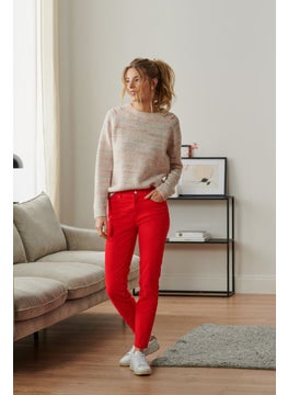 Buy Women Slim Fit Stretchable Solid Denim Jeans, Red in UAE