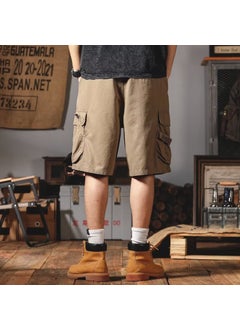 Buy Summer 2023 Cotton Utility Shorts Mens Loose Fit Khaki in UAE