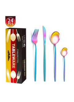 Buy 24-Piece Stainless Steel Cutlery Set Golden in Saudi Arabia