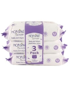 Buy Norsina Baby wet wipes 3 * 62 pcs Count 186pcs in Saudi Arabia
