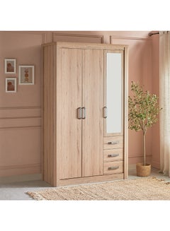 Buy Olivos 3-Door Wardrobe with Mirror and 3-Drawers 55 x 208 x 124.2 cm in Saudi Arabia