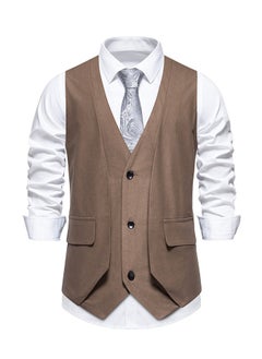 Buy New men's Retro V-Neck Fake Two Piece Vest in UAE