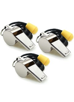 Buy Whistle 3 Pack Stainless Steel Sports Whistles with Lanyard in Saudi Arabia