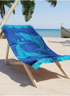 Buy Snooze Beach towel, 170*90 cm, Blue dolphin design in Egypt