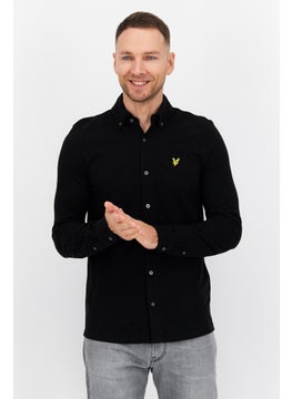 اشتري Men Pointed Collar Long Sleeve Printed Casual Shirt, Black في الامارات