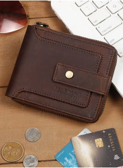 Buy RFID Genuine  Leather Zip Around Wallet Men in UAE