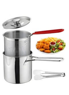 Buy Deep Fryer Pot , 1.2L 304 Stainless Steel Japanese Style Fryer Pan With Oil Filter Mesh And Clip , Non Stick Fryer Uniform Heating For General Purpose Gas Stove , 3PCS , Camping Available mini Fryer in Saudi Arabia