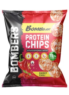 Buy Bombers Whole Grain Protein Chips Sweet Chili Flavor with Collagen Gluten Free 50g in UAE