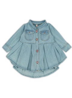 Buy Macitoz Baby Girl Denim Frock Stylish Denim Dress for Your Baby Girl Front Open Stylish Cute Cotton Denim Frock with Pockets for Infant Toddler Baby Girls in UAE