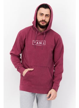 اشتري Men Hood Embroidered Logo Long Sleeves Sweatshirt, Dark Mauve في السعودية