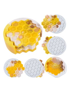 اشتري 4Pcs Honeycomb Coaster Resin Molds Set with Organizer Box, Silicone Bee Coaster for Drinks, Epoxy Resin Coaster Making Kit, DIY Resin Crafts for Handmade Coffee Cup Tray, Home Decoration في السعودية