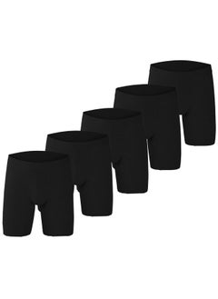 Buy Men's 5-Pack Boxer Briefs - Mid-Rise, Anti-Chafing Stretch Cotton, Breathable Athletic Underwear in Pure Black - Available in S in UAE