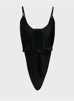 Buy Black Plunge High Leg One Piece in Saudi Arabia