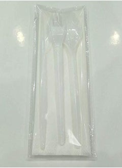 اشتري 100 Disposable Cutlery Set (Spoon, Fork, Knife, Handkerchief) في مصر