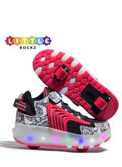 Buy LED Flash Light Fashion Shiny Sneaker Skate Shoes With Wheels And Lightning Sole in UAE