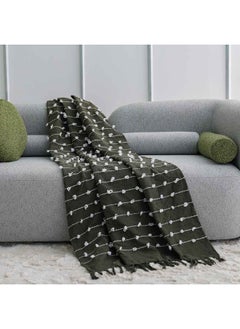 اشتري AW23 Takisha Woven Cotton Acrylic Throw 127x154 Cm Olive Green في الامارات