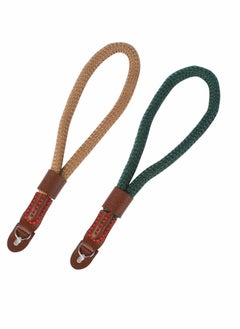 Buy 2 PCS Camera Hand Wrist Strap, Adjustable Wrist Strap Braided Wrist Strap Antislip Security Wrist Strap for Leica Canon Nikon Fuji Olympus Lumix Sony, Green and Brown in Saudi Arabia