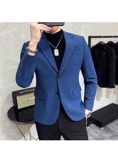 اشتري Autumn Mens Solid Color Slim Fit Blazer Royal Blue في السعودية