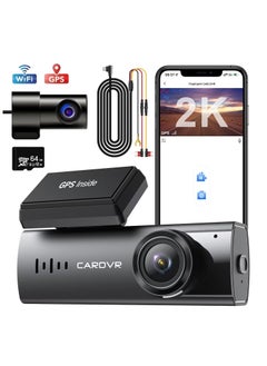 Buy Dual Dash Cam Built-in GPS, 2K Front+1080P Rear Camera for Cars, Wi-Fi & App Control, 64G SD Card, Mini Dashcams with Hd Night Vision/24H Parking Mode/G-Sensor/ Loop Recording/WDR/170° Wide Angle in UAE