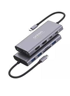 اشتري ONTEN UC601 USB C HUB Dock Station 12 In 1 – HDMI (4K) X2 + VGA + RJ45 + USB-C X2 (PD 3.0 + DATA) + USB 3.0 X3 + TSD/TF + Audio Out 3.5MM في مصر