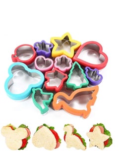 Buy Set Of 12 Cookie Cutter Sandwich Cutters Children Vegetable Shapes Cartoon Biscuit Mould for Pastry Fondant DIY Baking Cookie, Color Random in UAE