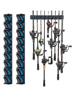 Buy Vertical fishing pole frame, wall-mounted fishing pole frame, can accommodate up to 9 fishing rods or combined fishing pole frame, garage fishing pole frame, suitable for most fishing rods with a diameter of 3-19mm in Saudi Arabia