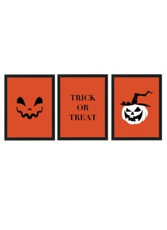 Buy set of 3, Halloween Scary Pumpkin Framed Poster 30x40cm - Spooky Halloween Wall Art Decor for Kids' Rooms, Home, Nursery, or Party -  Halloween Decoration Gift in UAE